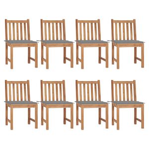 vidaXL Sillas de jard&iacute;n 8 unidades madera de teca con cojines