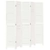 vidaXL Biombo separador de 5 paneles madera maciza Paulownia blanco