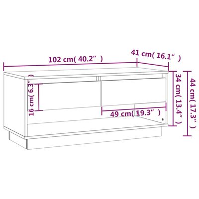 vidaXL Mueble de TV madera de ingeniería marrón roble 102x41x44 cm