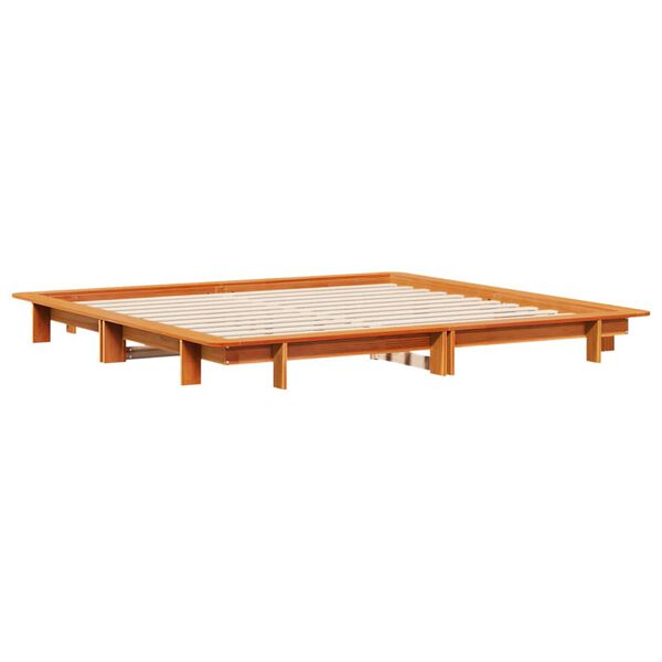 vidaXL Cama sin colch&oacute;n madera maciza de pino marr&oacute;n cera 180x200 cm