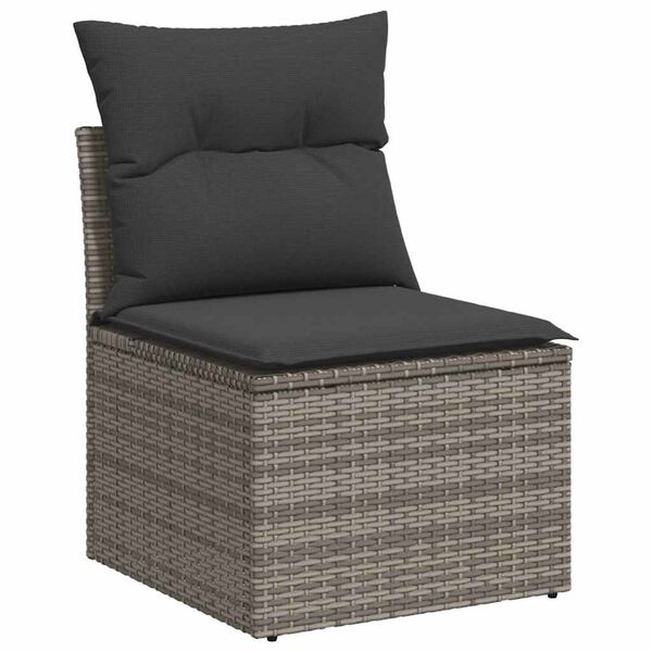 vidaXL Set de muebles de jard&iacute;n 6 pzas y cojines rat&aacute;n sint&eacute;tico gris