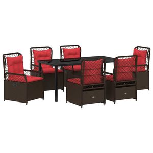 vidaXL Conjunto de Comedor de Jard&iacute;n 7 pcs Marr&oacute;n rat&aacute;n sint&eacute;tico