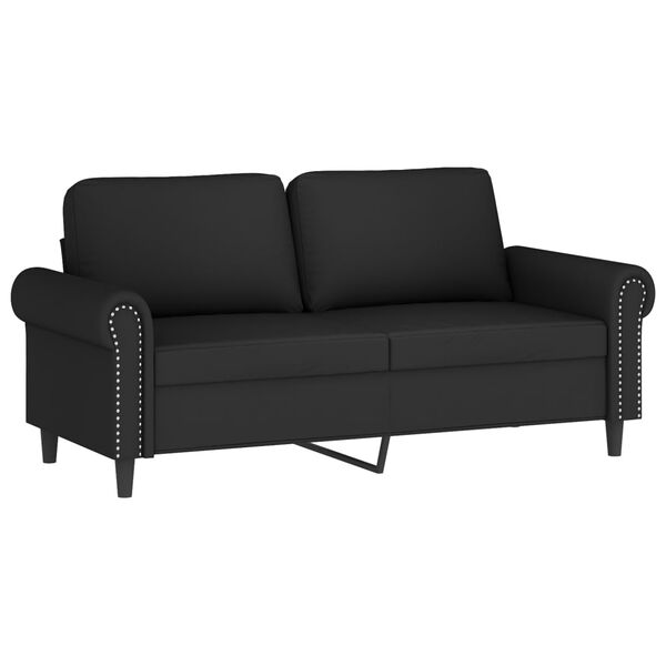 vidaXL Sof&aacute; 2 plazas almohadas y cojines terciopelo negro 140 cm