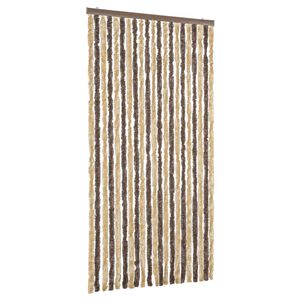 vidaXL Cortina antimoscas chenilla marr&oacute;n oscuro y beige 90x220 cm
