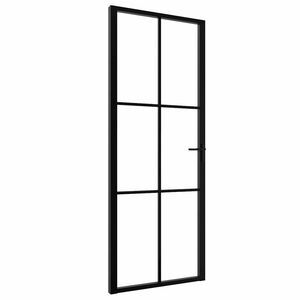 vidaXL Puerta interior vidrio ESG y aluminio negro 76x201,5 cm