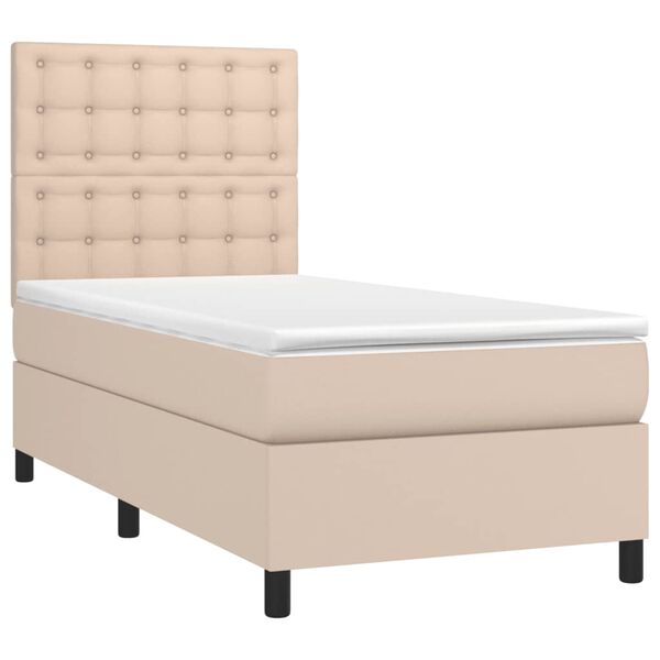 vidaXL Cama box spring con colch&oacute;n cuero sint&eacute;tico capuchino 100x200cm