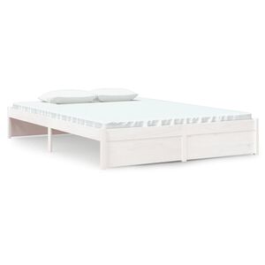 vidaXL Estructura de cama sin colch&oacute;n madera maciza blanco 140x200 cm