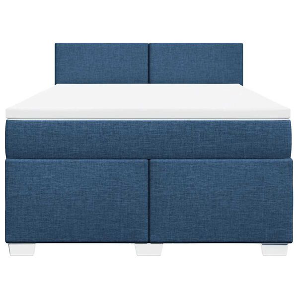 vidaXL Cama box spring con colch&oacute;n tela azul 140x190 cm