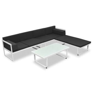 vidaXL Set de muebles de jard&iacute;n 4 piezas y cojines aluminio negro