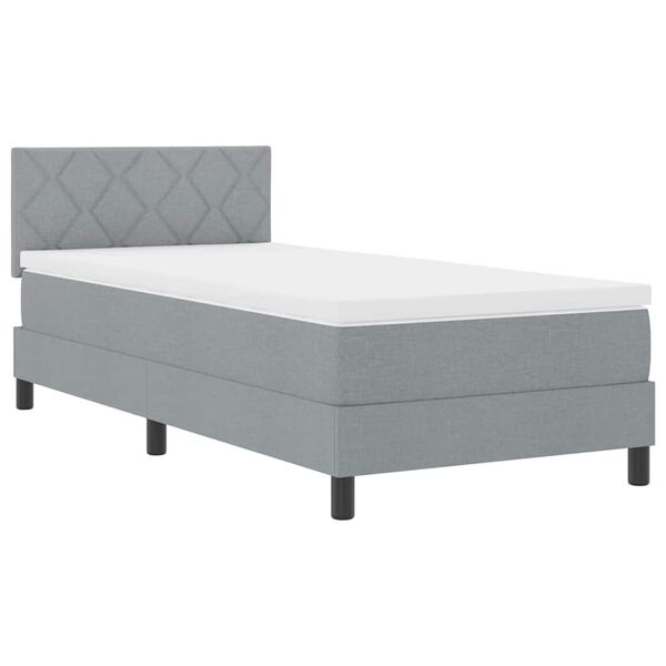 vidaXL Cama tipo Box Spring con colch&oacute;n Gris claro 100 x 200 cm tela