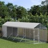 vidaXL Perrera de exterior con toldo acero galvanizado plata 2x10x2,5m