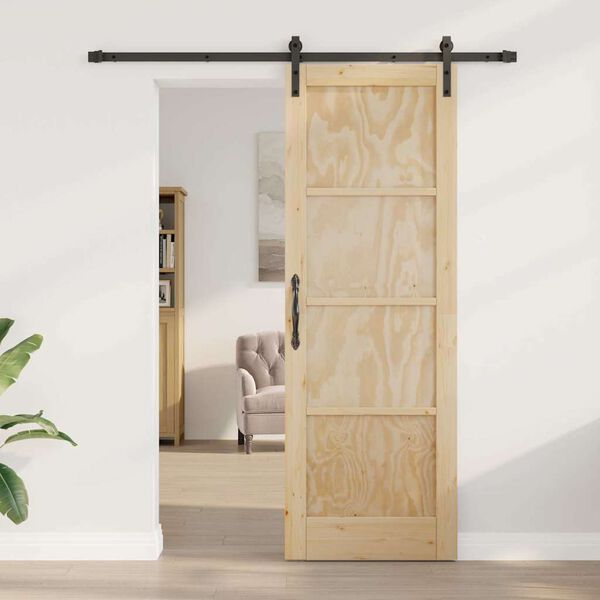 vidaXL Puerta Corredera Natural y negro 73,5 x 211 cm