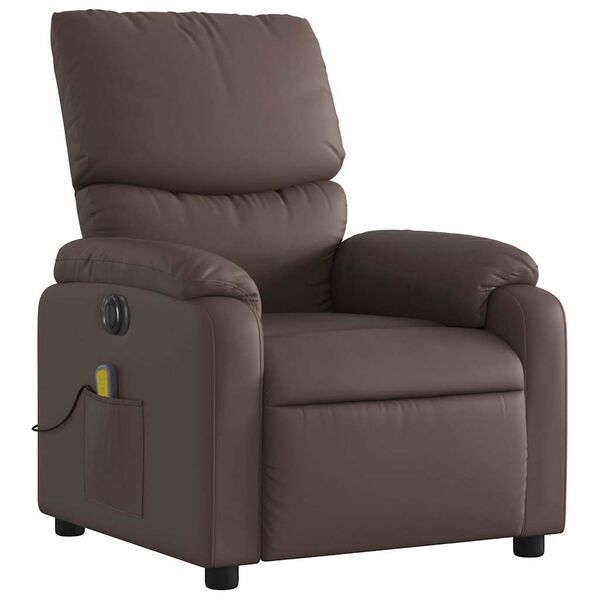 vidaXL Sill&oacute;n de masaje reclinable el&eacute;ctrico cuero sint&eacute;tico marr&oacute;n