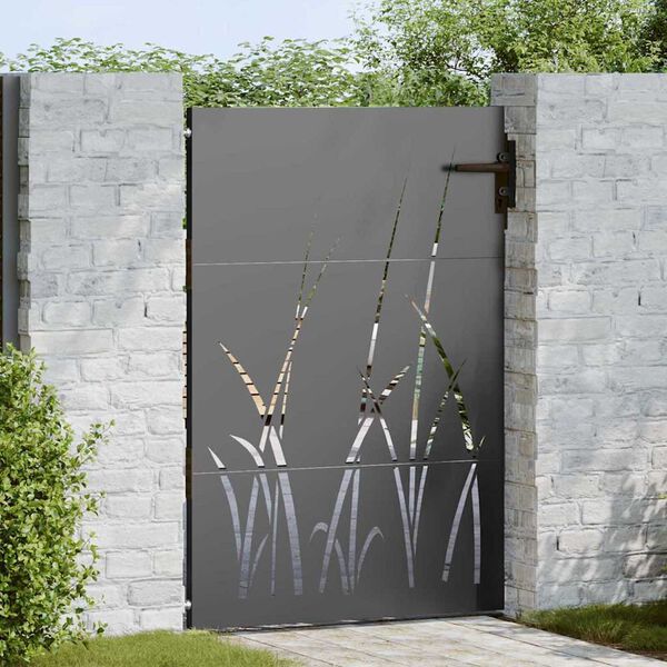 vidaXL Puerta de jardín con cerradura Negro 85 x 125 cm