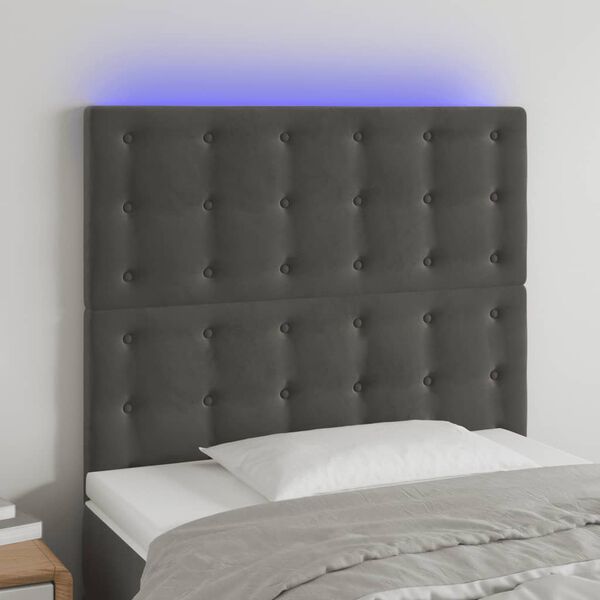 vidaXL Cabecero con luces LED terciopelo gris oscuro 80x5x118/128 cm