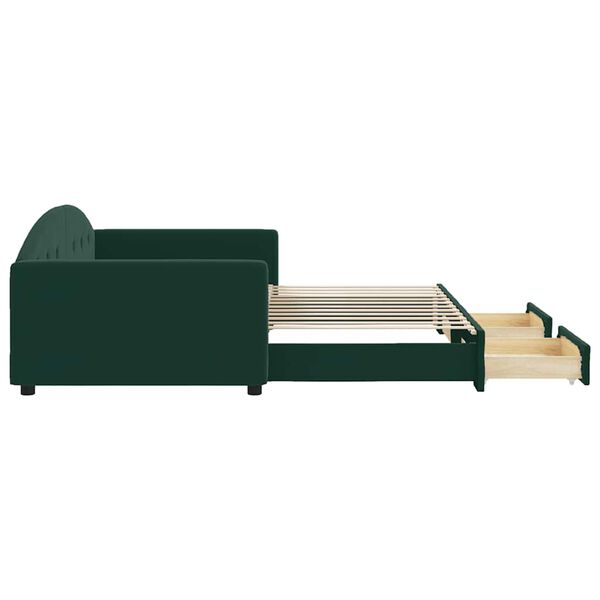 vidaXL Sof&aacute; cama nido con cajones terciopelo verde oscuro 100x200 cm