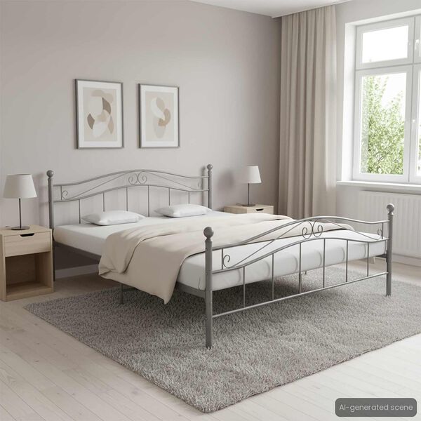 vidaXL Estructura de cama sin colch&oacute;n metal gris 160x200 cm