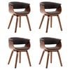 vidaXL Sillas de comedor 4 unidades madera curvada y tela gris