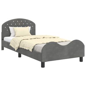 vidaXL Cama para ni&ntilde;os con cabecero Gris oscuro 90 x 200 cm Terciopelo