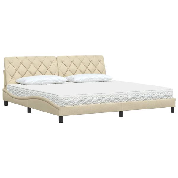 vidaXL Cama con colch&oacute;n tela color crema 200x200 cm
