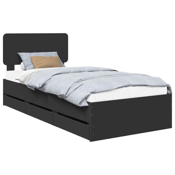 vidaXL Estructura de cama Negro 75 x 190 cm Madera de ingenier&iacute;a