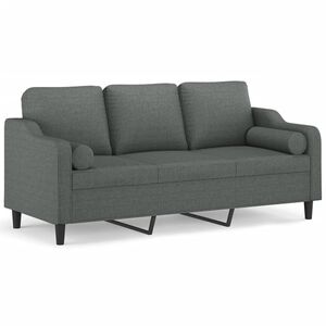 vidaXL Sof&aacute; de 3 plazas con cojines tela gris oscuro 180 cm