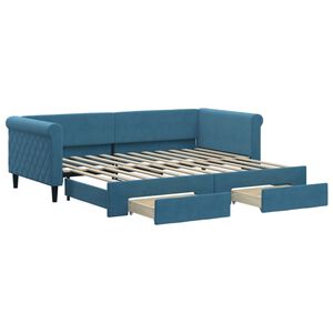 vidaXL Sof&aacute; cama nido con cajones terciopelo azul 90x200 cm