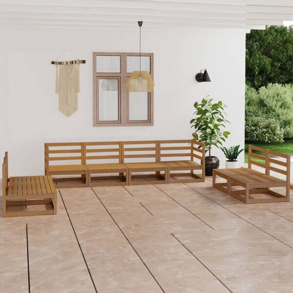 vidaXL Muebles de jardín 8 piezas marrón miel madera madera de pino