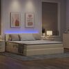vidaXL Cama con almacenamiento y LED con LED Crema 180 x 200 cm tela