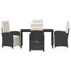 vidaXL Conjunto de Comedor de Jard&iacute;n 5 pcs Negro rat&aacute;n sint&eacute;tico