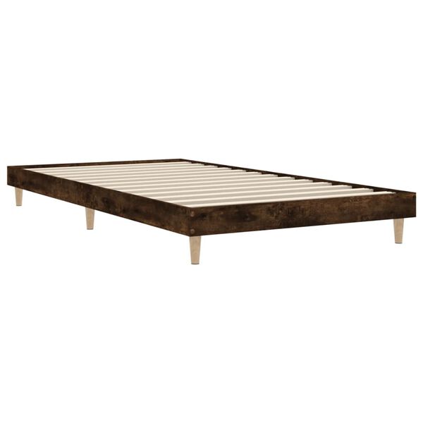 vidaXL Estructura de cama sin colch&oacute;n madera roble ahumado 100x200 cm