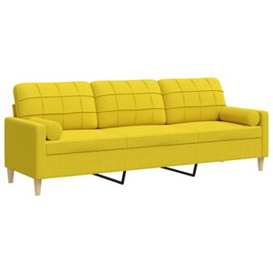 vidaXL Sof&aacute; de 3 plazas con cojines tela amarillo claro 210 cm