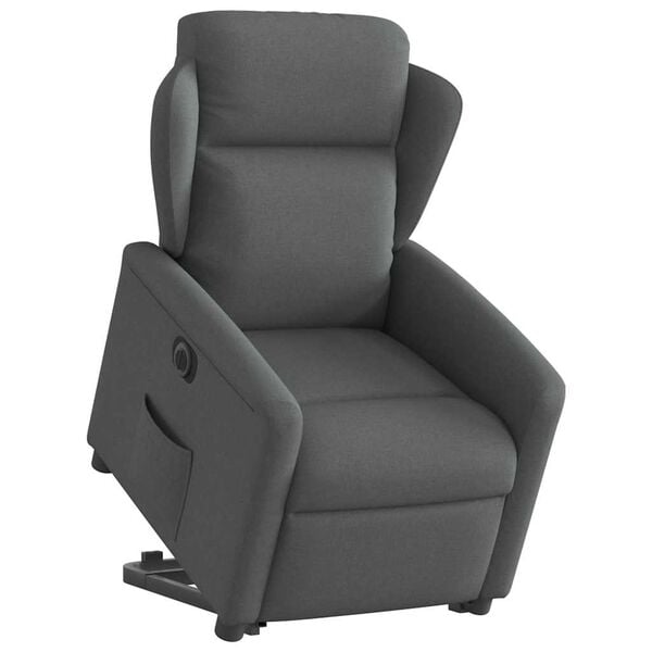 vidaXL Sill&oacute;n el&eacute;ctrico reclinable elevable de tela gris oscuro
