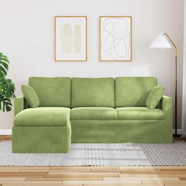 vidaXL Sof&aacute; Verde claro 198 x 134 x 80 cm Terciopelo