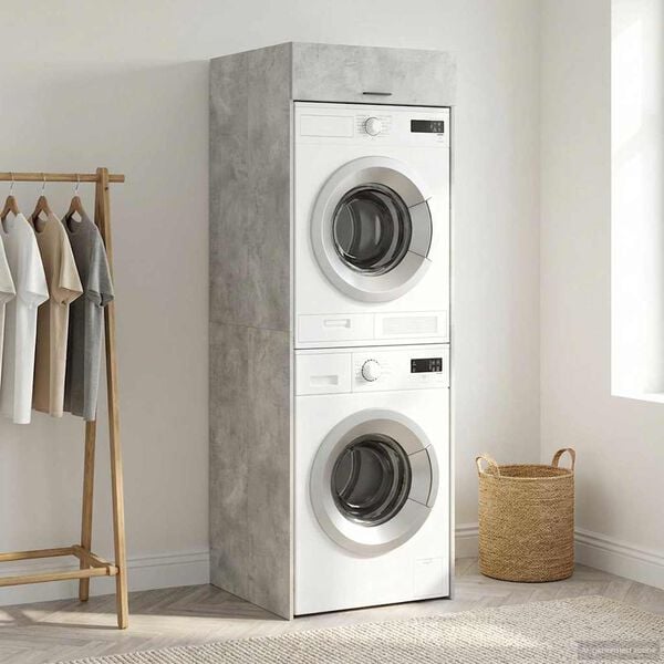 vidaXL Armario para lavadora con puerta Concreto 67,5 x 68 x 200 cm