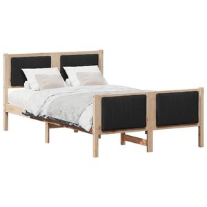 vidaXL Estructura de cama con cabecera Marr&oacute;n y negro 120 x 190 cm