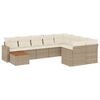 vidaXL Juego de sof&aacute;s jard&iacute;n con cojines beige 10 pzas rat&aacute;n sint&eacute;tico