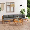 vidaXL Set de muebles de jard&iacute;n 7 pzas madera de teca y cojines gris