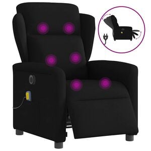 vidaXL Sill&oacute;n reclinable de masaje el&eacute;ctrico tela negro