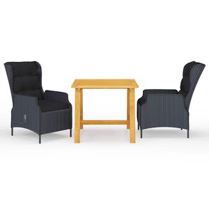 vidaXL Juego de comedor para jard&iacute;n 3 piezas gris oscuro