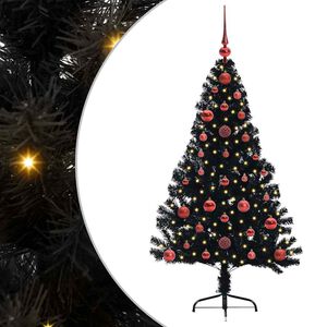 vidaXL &Aacute;rbol de Navidad Artificial Preiluminado Negro 120 cm PVC