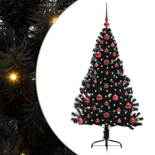 vidaXL &Aacute;rbol de Navidad Artificial Preiluminado Negro 120 cm PVC
