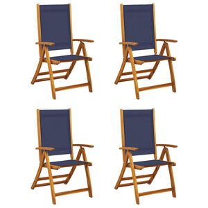 vidaXL Sillas de jard&iacute;n plegables 4 uds madera maciza acacia textileno