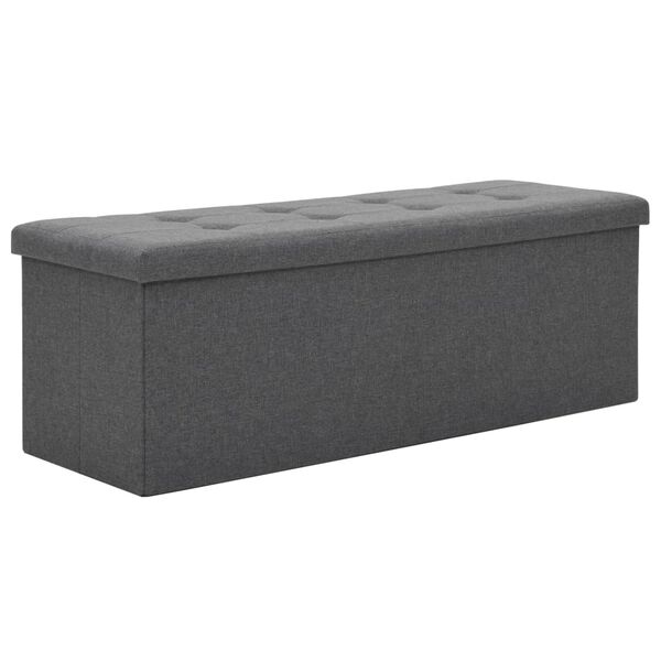 vidaXL Banco almacenaje plegable lino sint&eacute;tico 110x38x38 gris oscuro