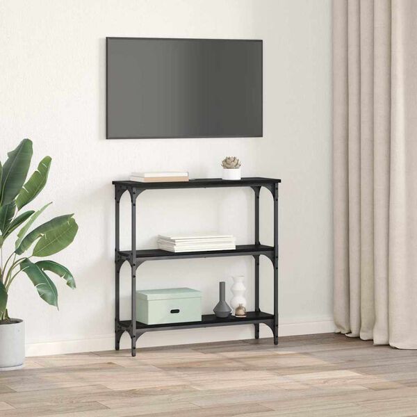 vidaXL Mesa Consola Roble Negro 75 x 22,5 x 75 cm Madera de ingenier&iacute;a