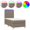 vidaXL Cama box spring colch&oacute;n y luces LED tela gris taupe 100x200 cm