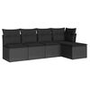 vidaXL Set de muebles de jard&iacute;n 5 pzas y cojines rat&aacute;n sint&eacute;tico negro