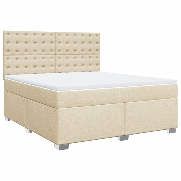 vidaXL Cama box spring con colch&oacute;n tela color crema 180x200 cm