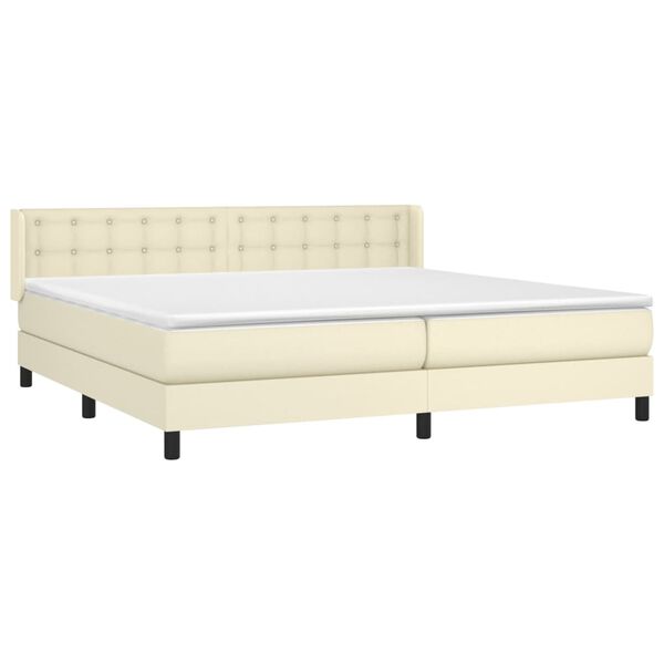 vidaXL Cama box spring con colch&oacute;n cuero sint&eacute;tico crema 200x200 cm