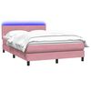 vidaXL Cama box spring con colch&oacute;n y LED terciopelo rosa 140x220 cm